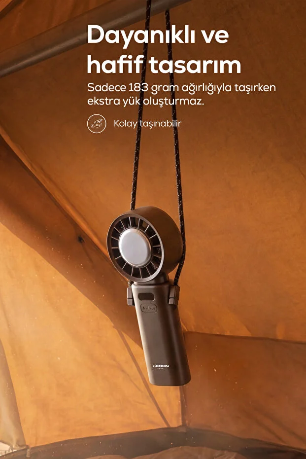 Peltier Buz Soğutmalı El Vantilatörü | 100 Kademe, 3600mAh, 8300 RPM, USB-C, Askılı (Gri-X6111)
